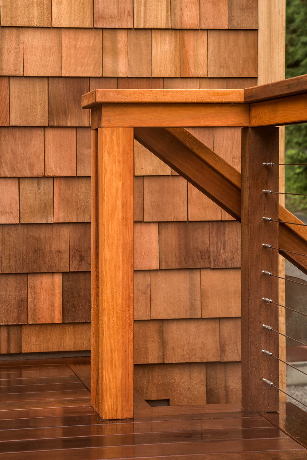 red cedar, cable rail, architecture, Maine architect