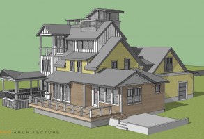 Design Model, Seaside, Maine Architect, Renovation, Tower, Rendering, Sketchup