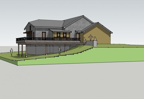 Waterfront home, Thomas Pond, Design Rendering, Maine Architect