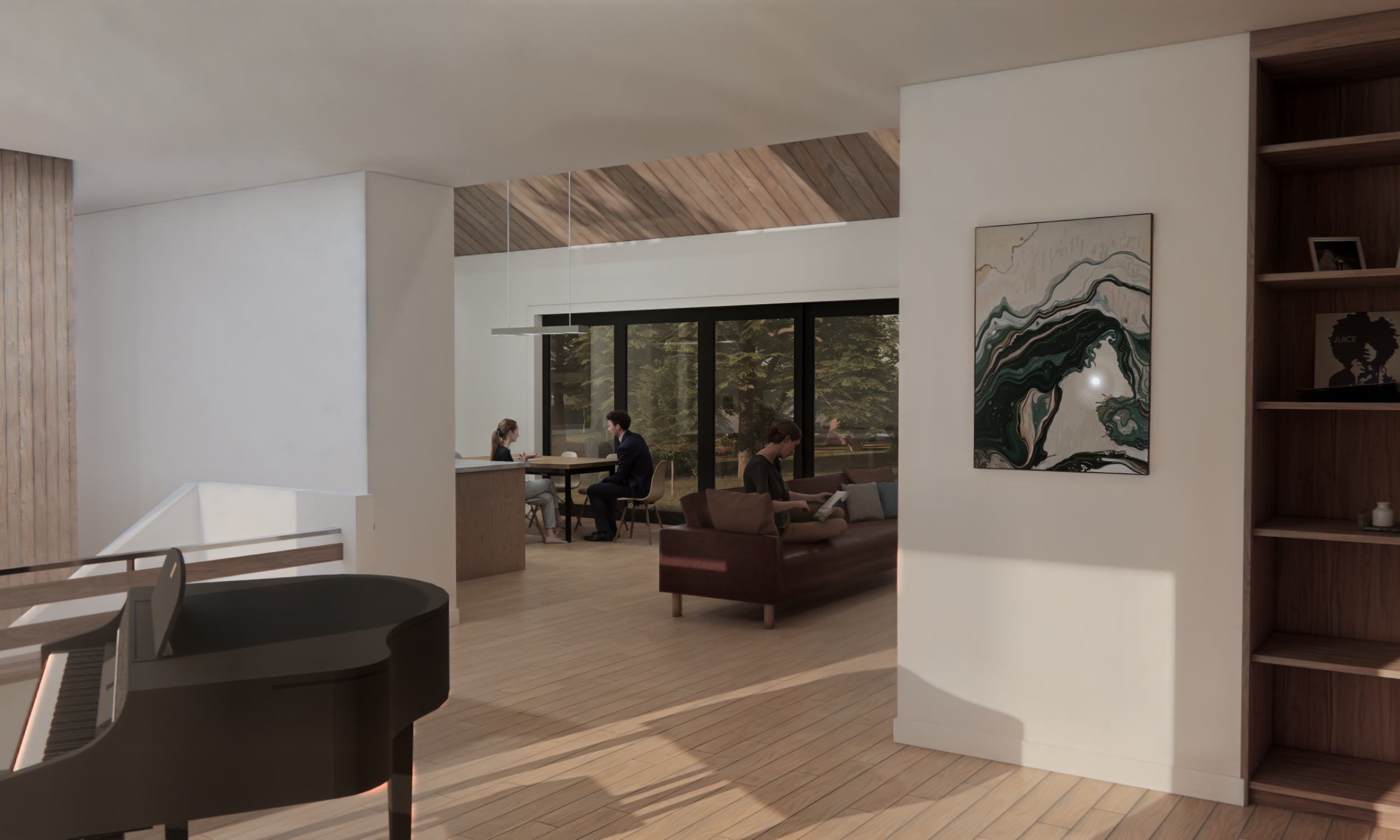 Entry space, architectural rendering, architecture, modern spaces