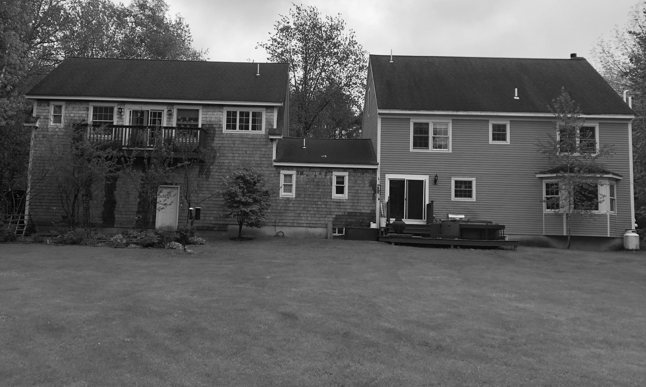 Existing house photo Rear lawn, existing house, Falmouth House
