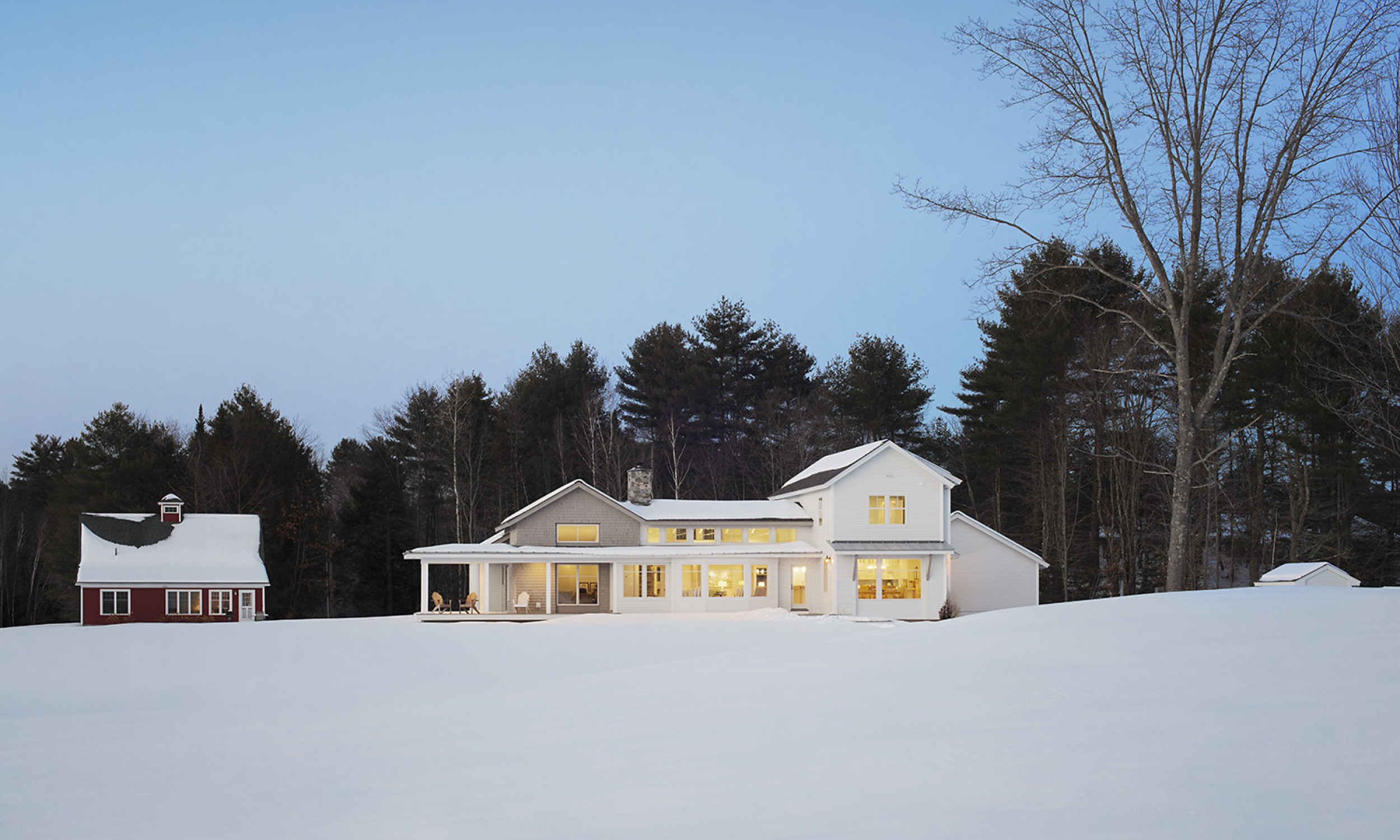 Modern Farmhouse, Maine Architect, white clapboards