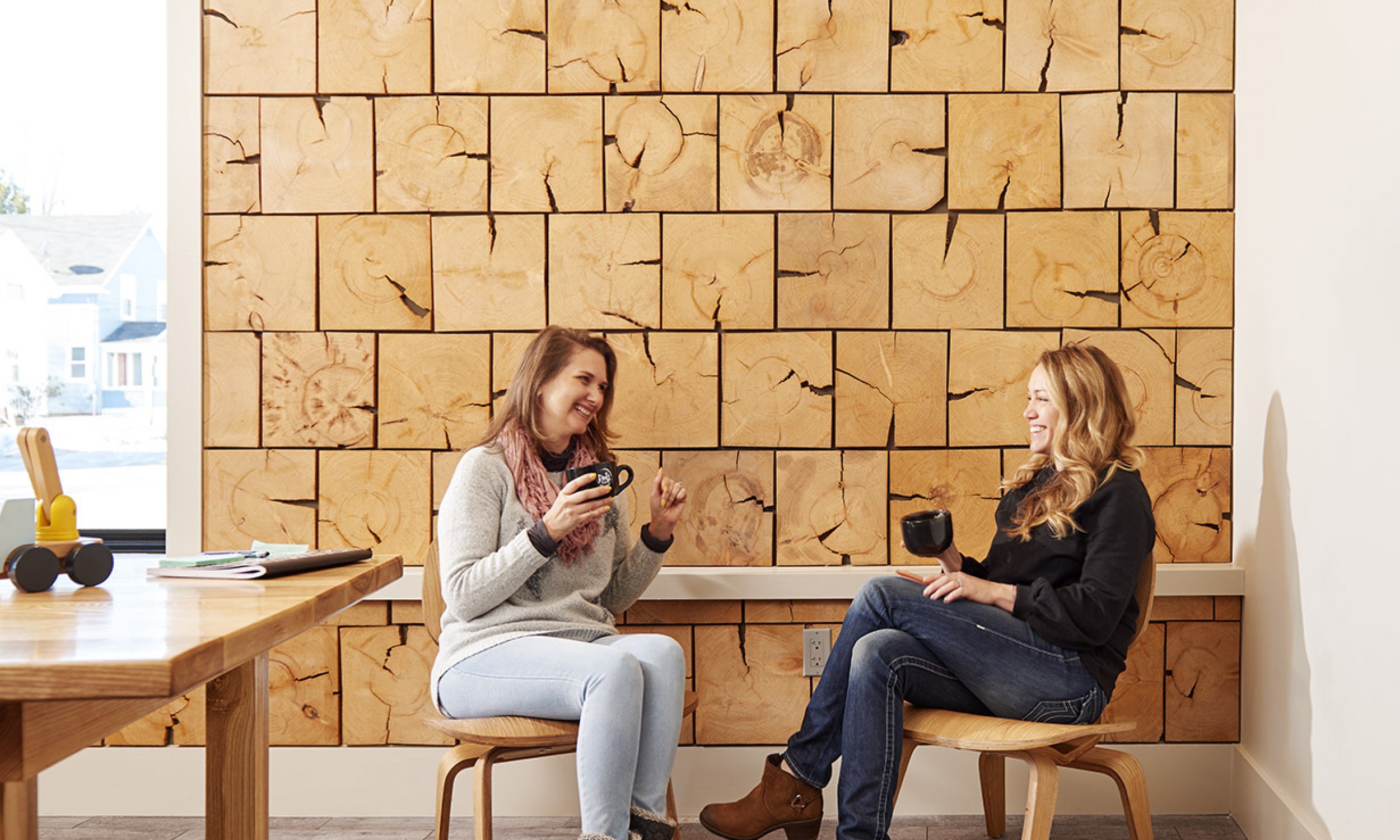 Wood wall finish, maine architect, wood wall tiles, casual conversation