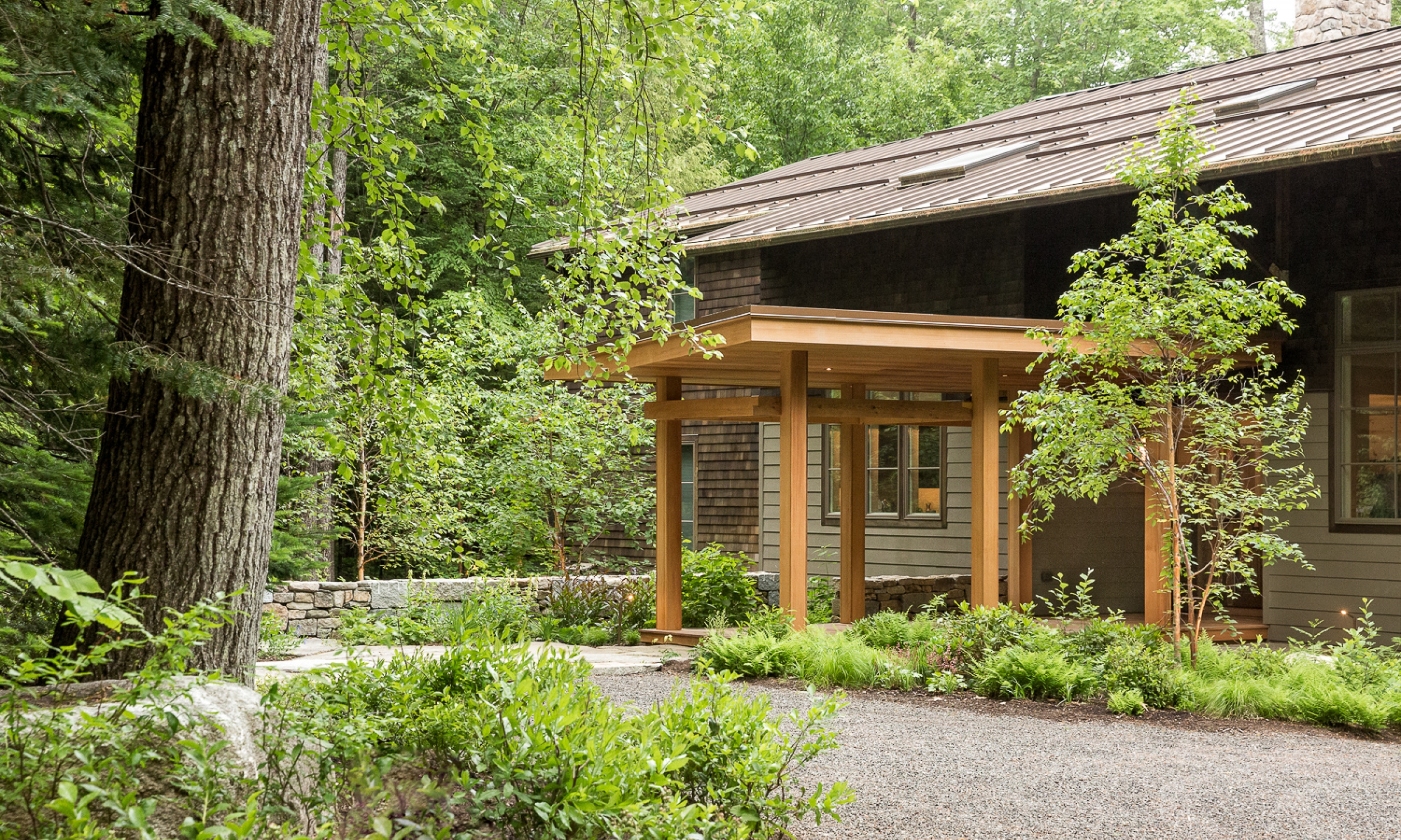 Front Entrance Cedar Entry, New England Architecture, Renovation, Natural living, Maine Architect