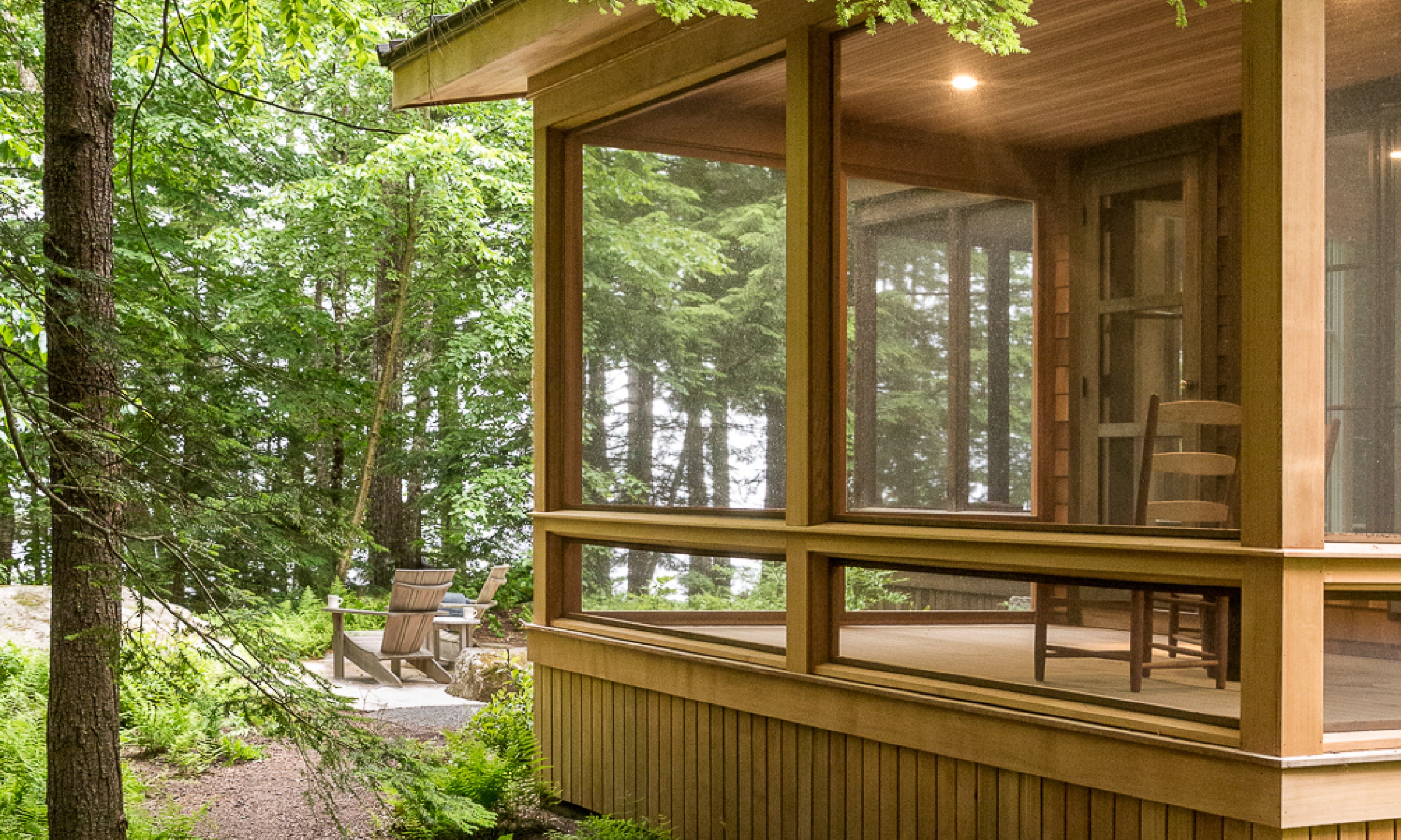 Screen Porch Red cedar, New England Architect, Custom Design, Waterfront home