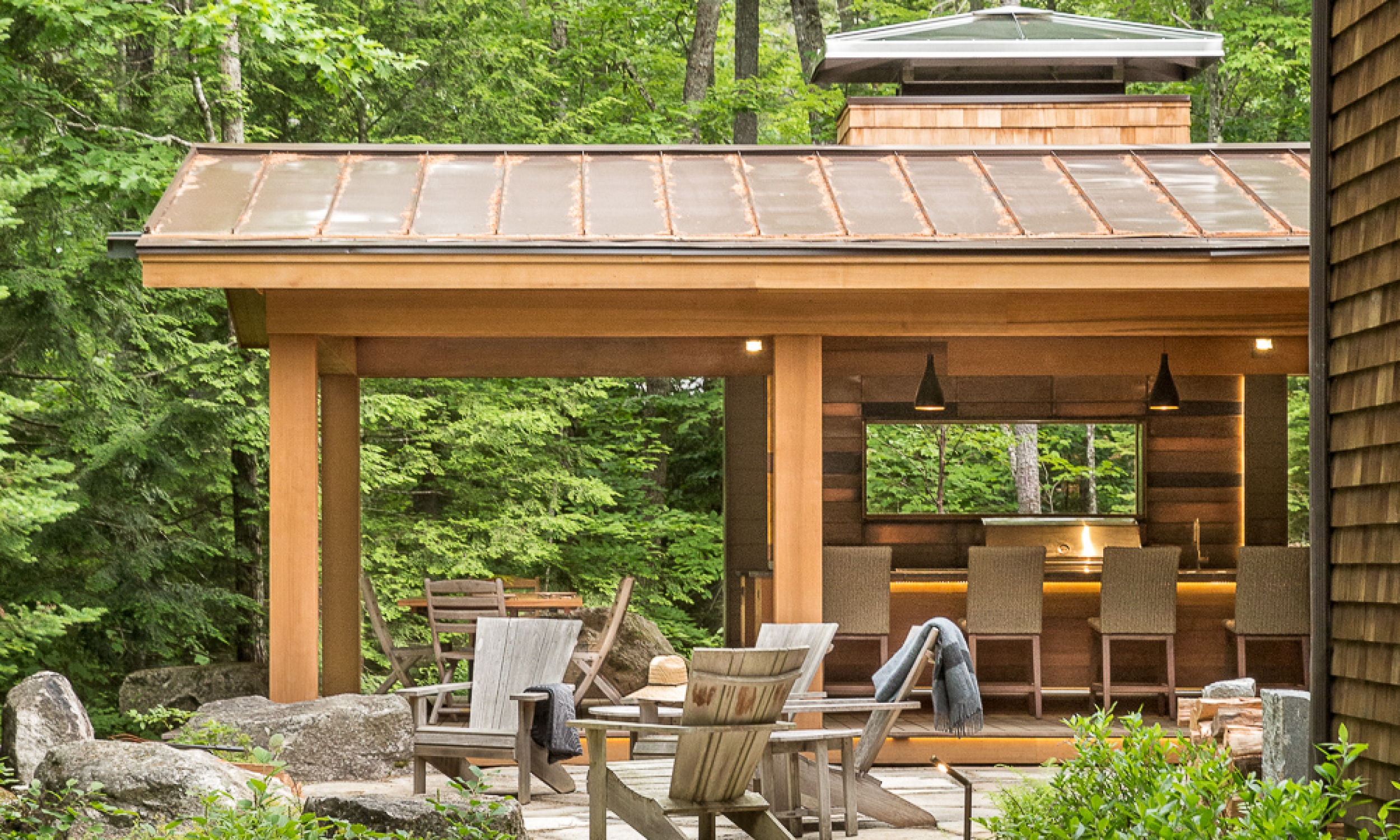 Waterfront Pavilion natural wood, architecture, architect, New England homes