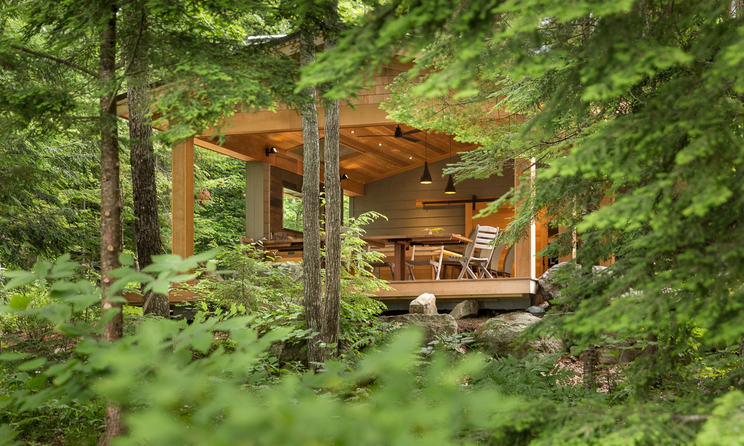 natural living, outdoor design, natural cedar, pavilion, maine architect