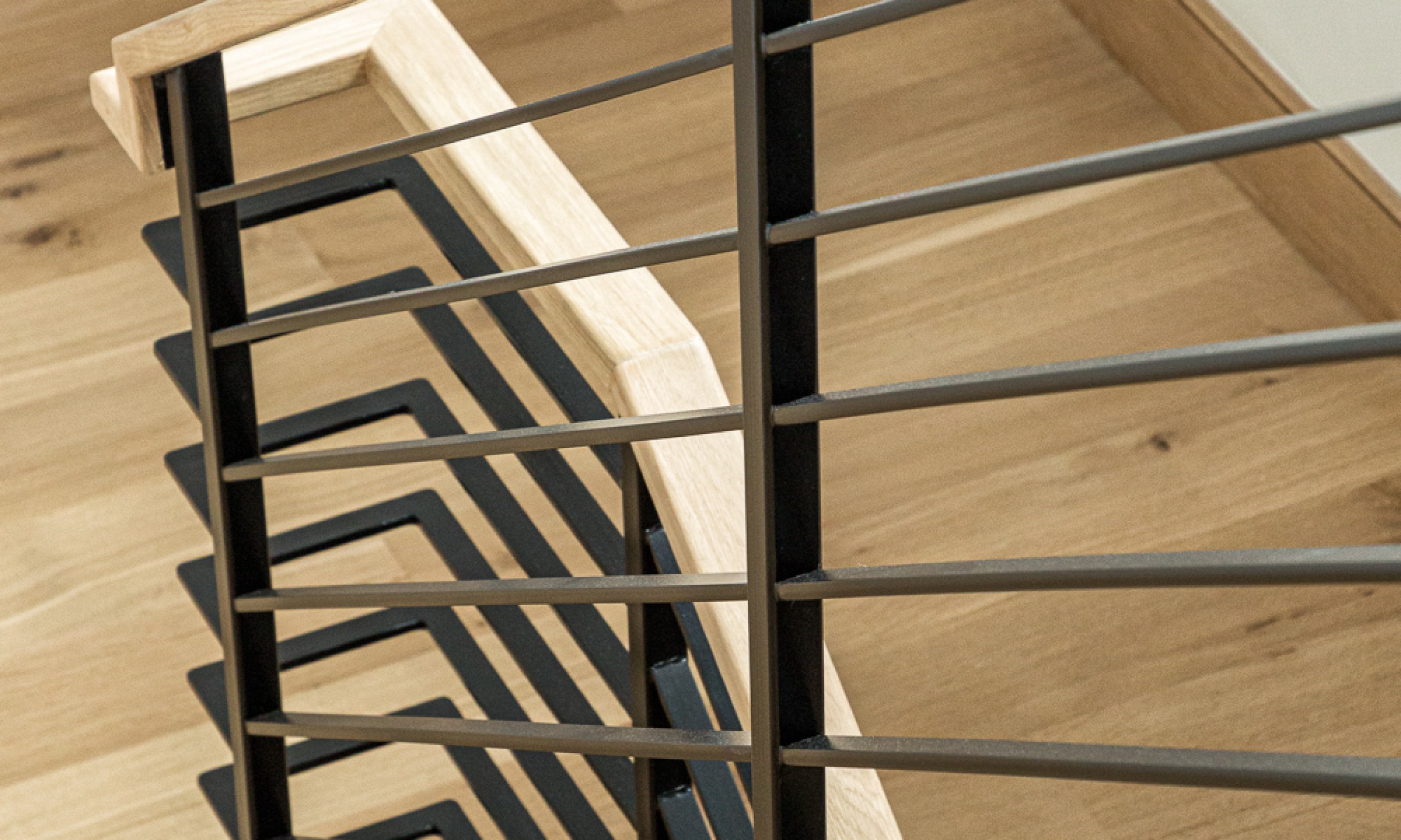 stair details, metal work, white oak, new england architect