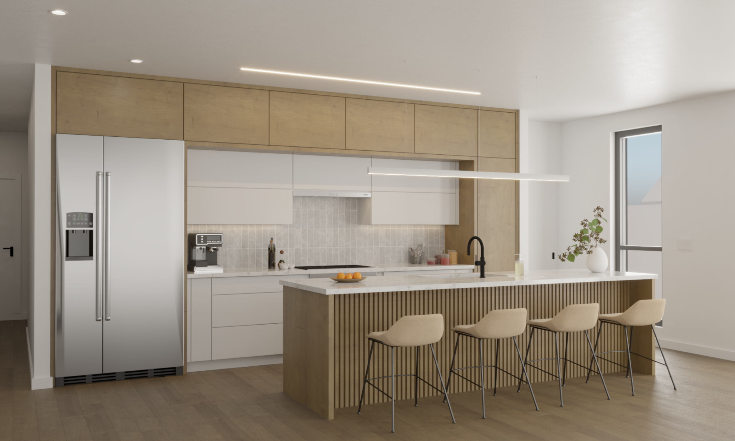maine architect, interior design, white oak, modern kitchen