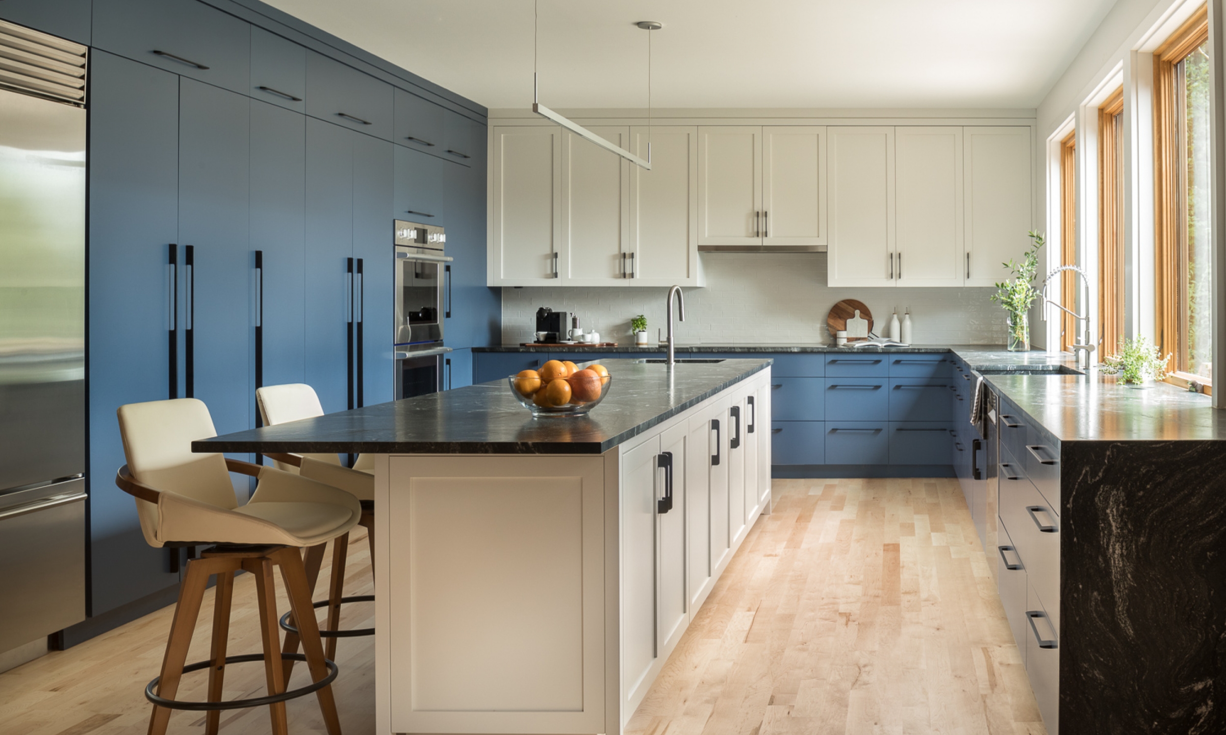 large kitchen, kitchen remodel, maine architect, interior designer, custom cabinets