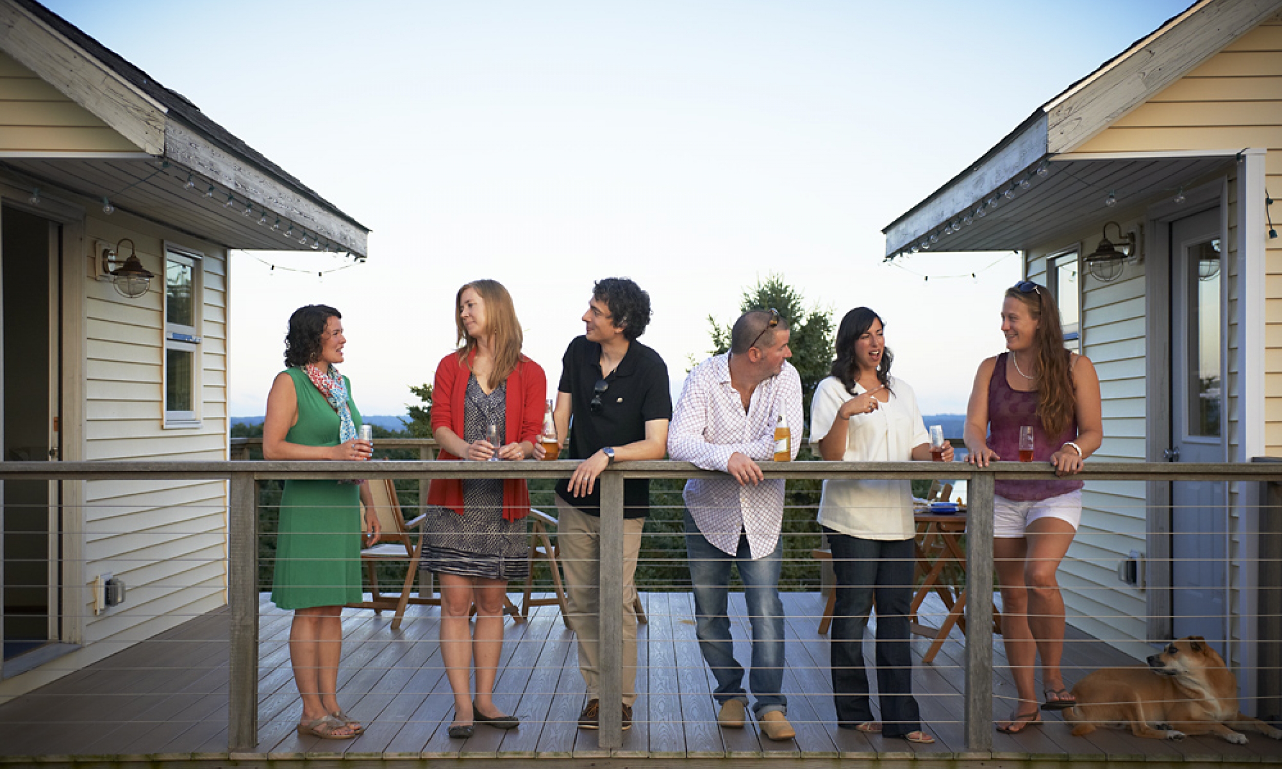 Roof deck looking over Portland Harbor Roof deck party, Maine Architect, Cable Railing, Lifestyle