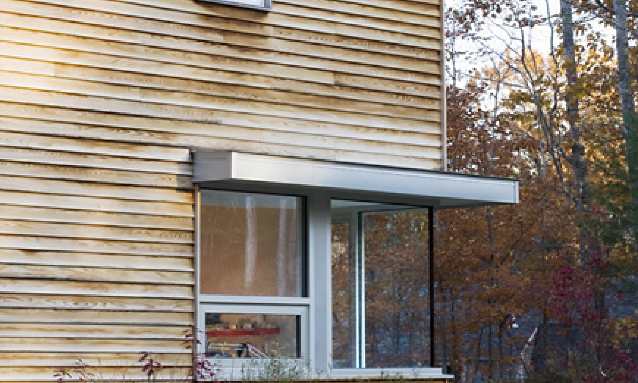 White cedar siding, Maine Architect, corner window, Waterfront Home design