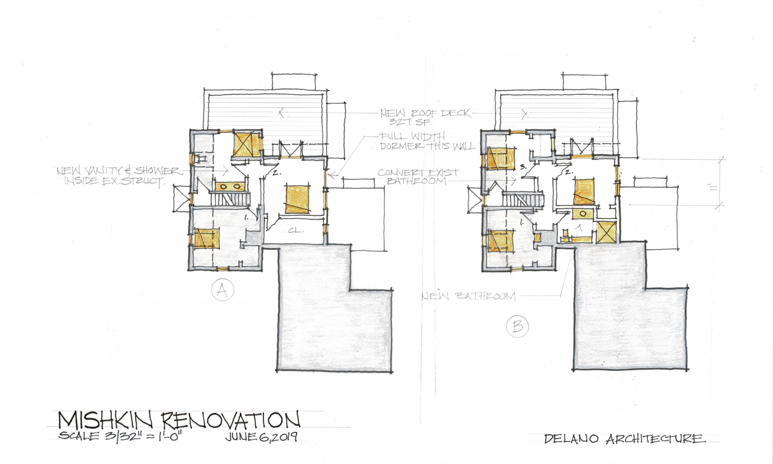 Rendered floor plan, south portland architect, rendering, second floor plan