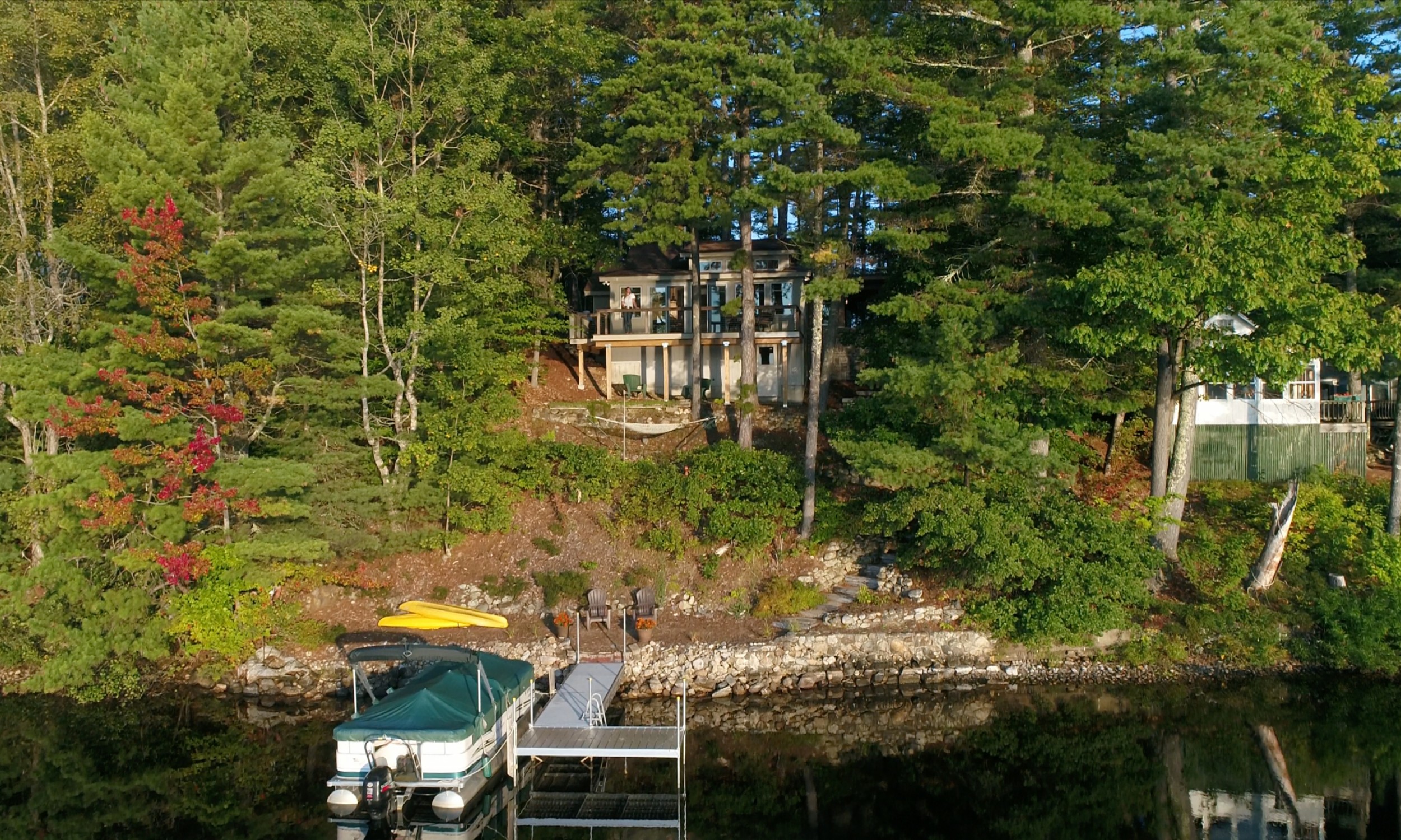 Waterfront home, Maine Architect, Mousam Lake, Lake side deck