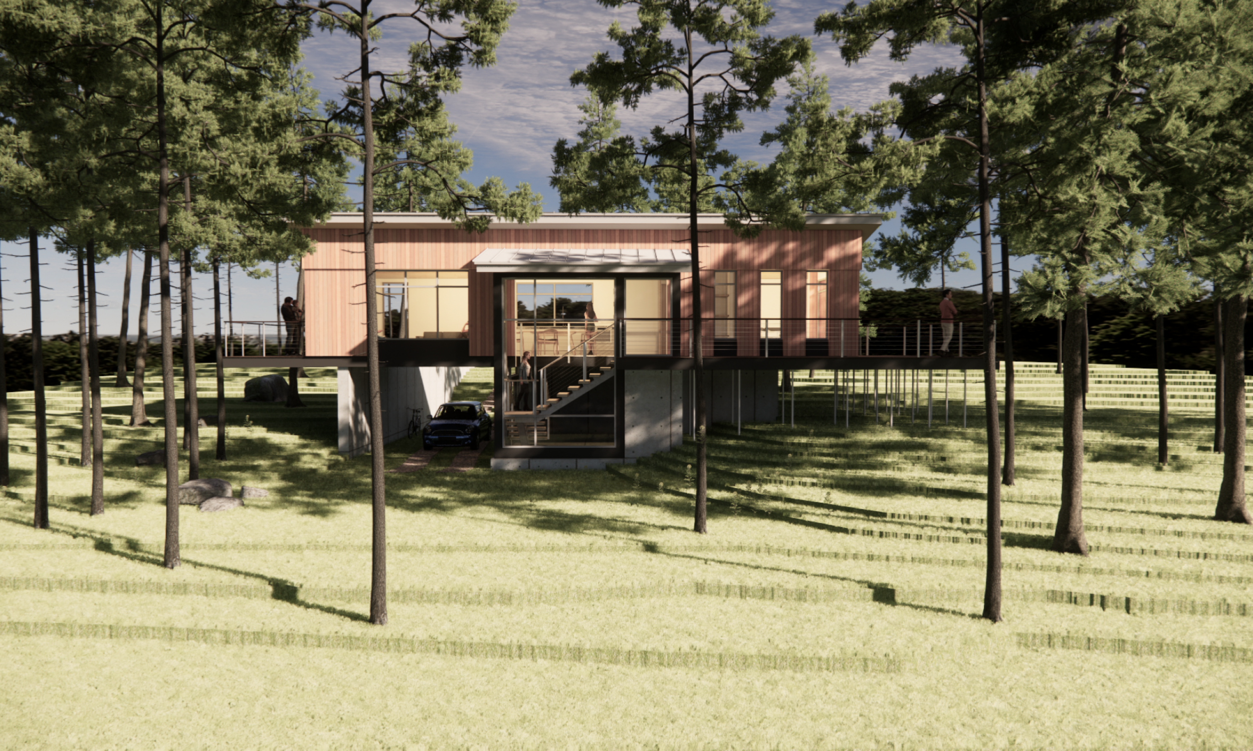 prefabricated camp, live-work space, maine architecture, 